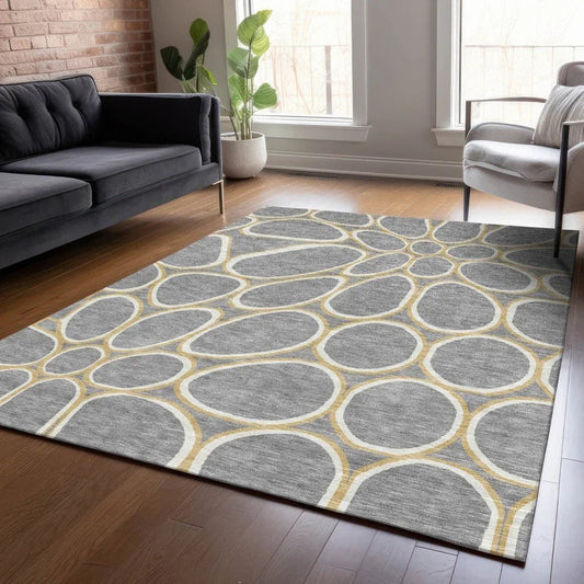 Elantra Gray Washable Indoor-Outdoor Rug-Outdoor Rugs-LOOMLAN Rugs-LOOMLAN