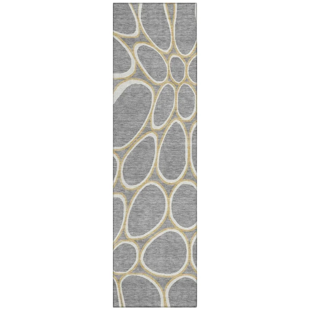 Elantra Gray Washable Indoor-Outdoor Rug-Outdoor Rugs-LOOMLAN Rugs-2'3" x 7'6"-LOOMLAN