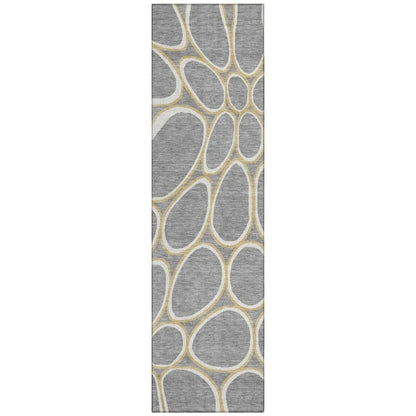 Elantra Gray Washable Indoor-Outdoor Rug-Outdoor Rugs-LOOMLAN Rugs-2'3" x 7'6"-LOOMLAN