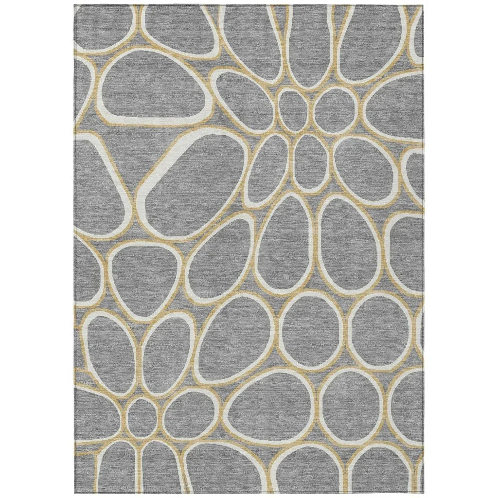 Elantra Gray Washable Indoor-Outdoor Rug-Outdoor Rugs-LOOMLAN Rugs-2'6" x 3'10"-LOOMLAN