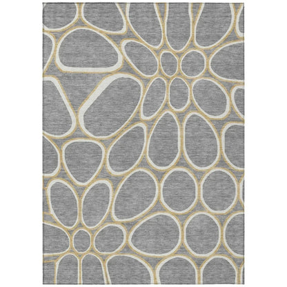 Elantra Gray Washable Indoor-Outdoor Rug-Outdoor Rugs-LOOMLAN Rugs-2'6" x 3'10"-LOOMLAN