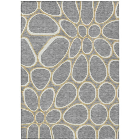 Elantra Gray Washable Indoor-Outdoor Rug-Outdoor Rugs-LOOMLAN Rugs-2'6" x 3'10"-LOOMLAN