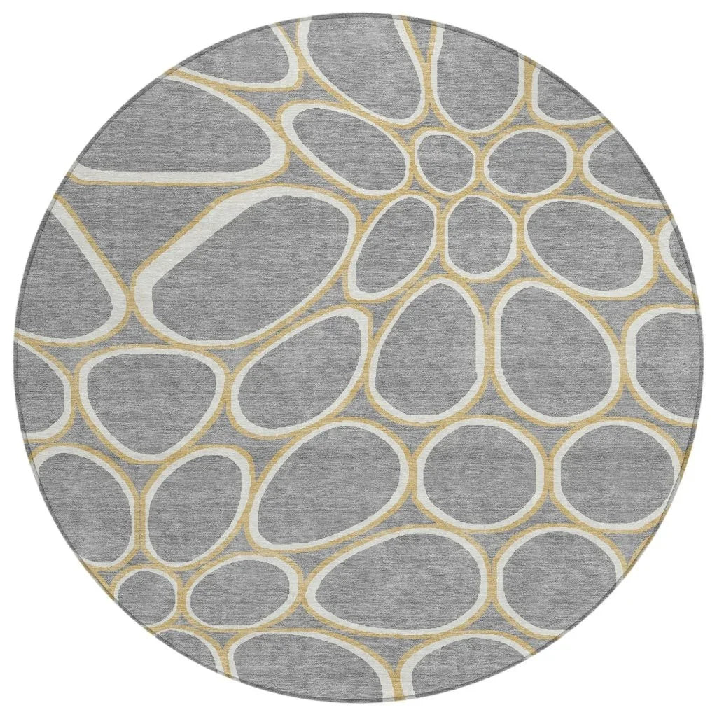 Elantra Gray Washable Indoor-Outdoor Rug-Outdoor Rugs-LOOMLAN Rugs-8' x 8'-LOOMLAN