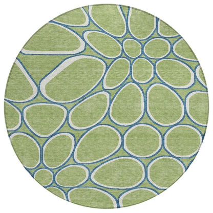 Elantra Green Washable Indoor-Outdoor Rug-Outdoor Rugs-LOOMLAN Rugs-8' x 8'-LOOMLAN