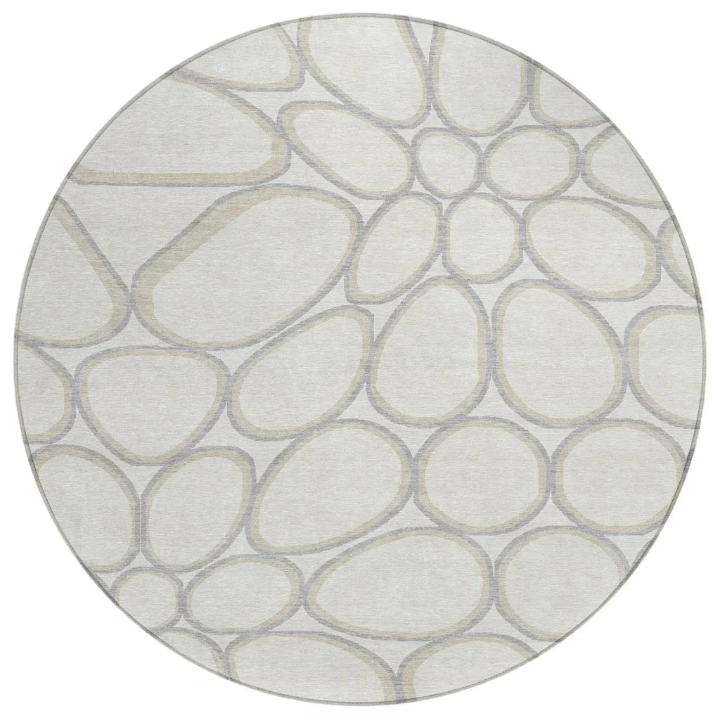 Elantra Ivory Washable Indoor-Outdoor Rug-Outdoor Rugs-LOOMLAN Rugs-8' x 8'-LOOMLAN
