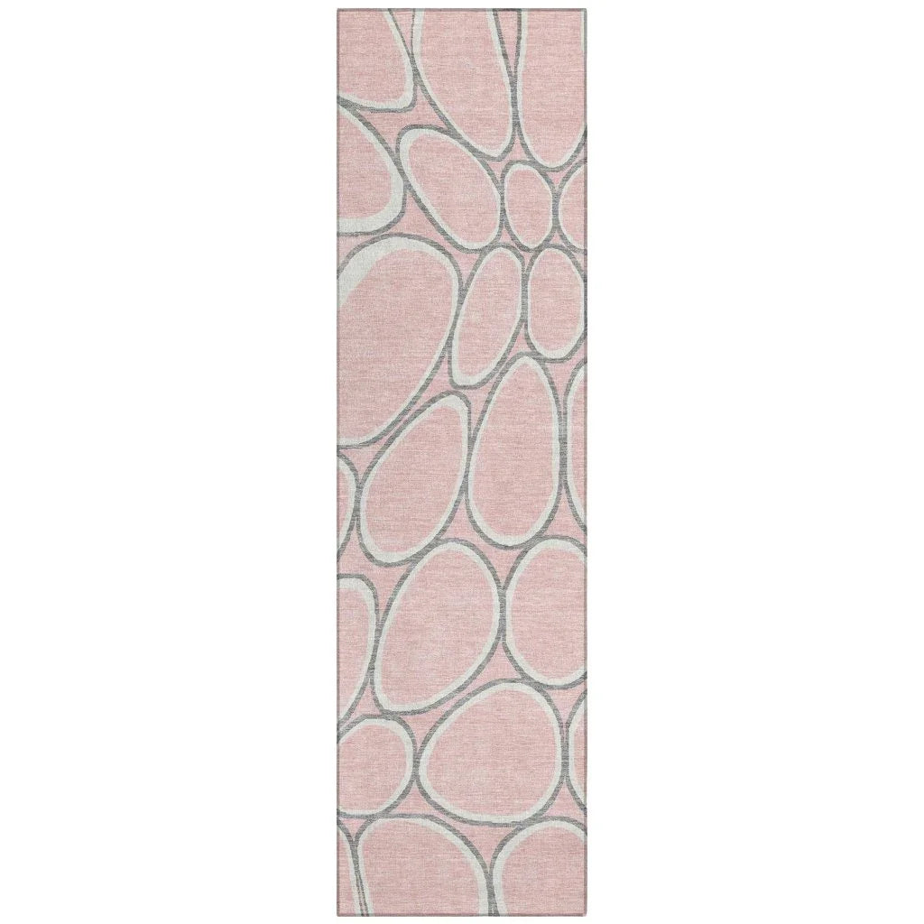 Elantra Pink Washable Indoor-Outdoor Rug-Outdoor Rugs-LOOMLAN Rugs-2'3" x 7'6"-LOOMLAN