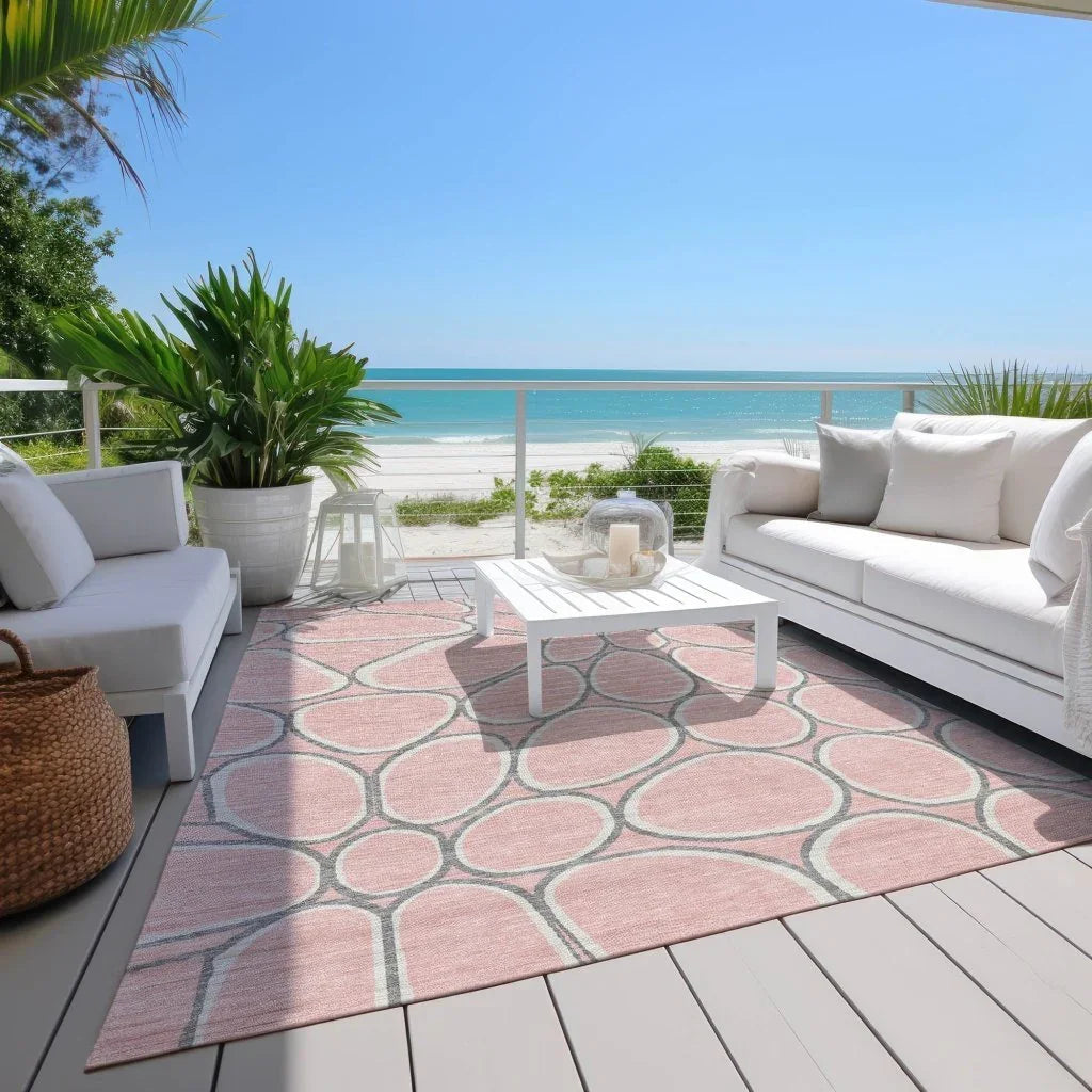 Elantra Pink Washable Indoor-Outdoor Rug-Outdoor Rugs-LOOMLAN Rugs-LOOMLAN