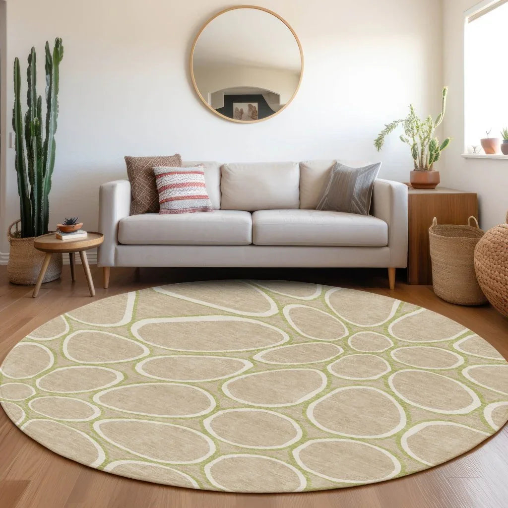 Elantra Tan Washable Indoor-Outdoor Rug-Outdoor Rugs-LOOMLAN Rugs-LOOMLAN
