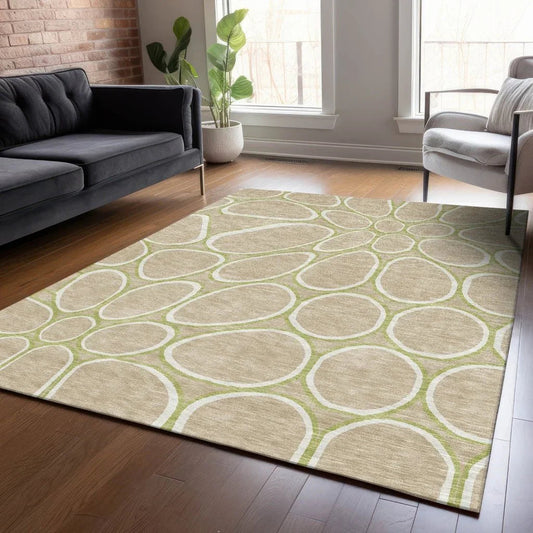 Elantra Tan Washable Indoor-Outdoor Rug-Outdoor Rugs-LOOMLAN Rugs-LOOMLAN