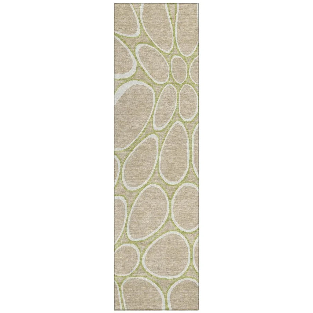Elantra Tan Washable Indoor-Outdoor Rug-Outdoor Rugs-LOOMLAN Rugs-2'3" x 7'6"-LOOMLAN