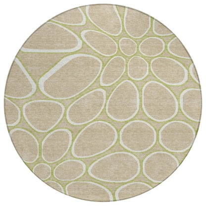 Elantra Tan Washable Indoor-Outdoor Rug-Outdoor Rugs-LOOMLAN Rugs-8' x 8'-LOOMLAN