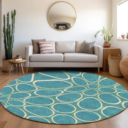 Elantra Teal Washable Indoor-Outdoor Rug-Outdoor Rugs-LOOMLAN Rugs-LOOMLAN