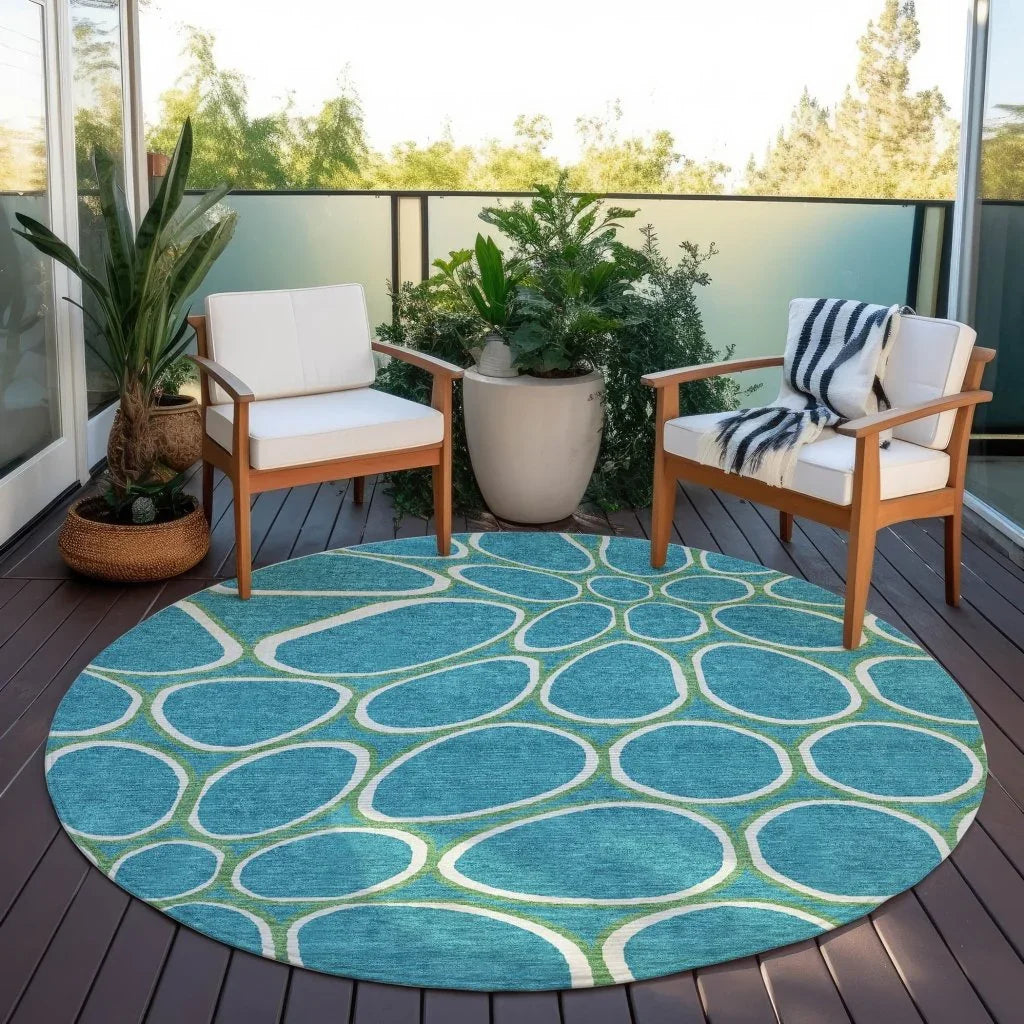Elantra Teal Washable Indoor-Outdoor Rug-Outdoor Rugs-LOOMLAN Rugs-LOOMLAN