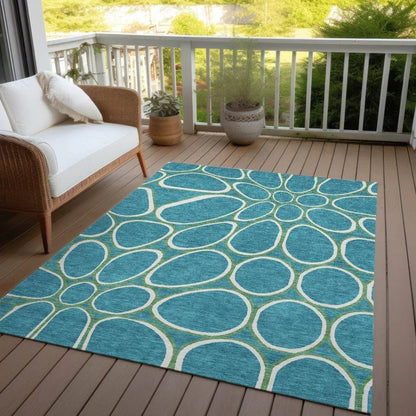 Elantra Teal Washable Indoor-Outdoor Rug-Outdoor Rugs-LOOMLAN Rugs-LOOMLAN