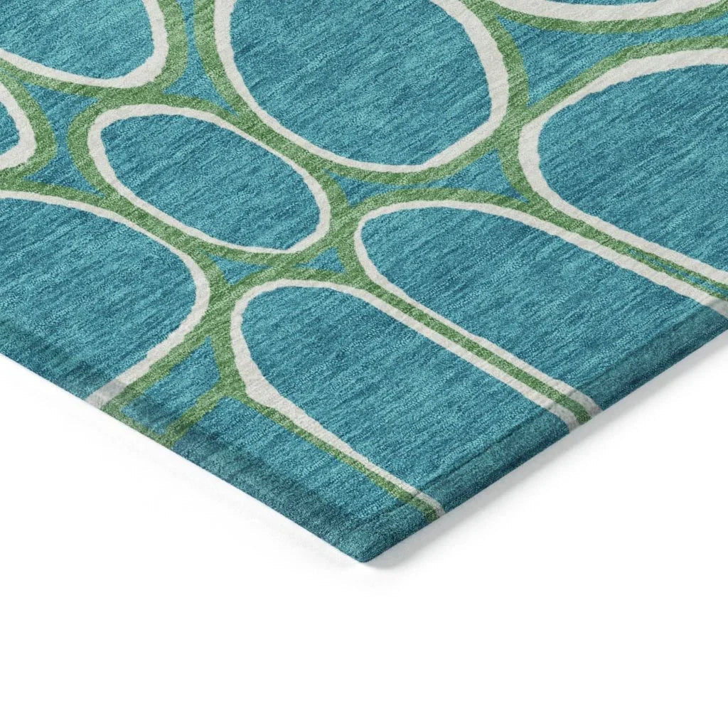 Elantra Teal Washable Indoor-Outdoor Rug-Outdoor Rugs-LOOMLAN Rugs-LOOMLAN