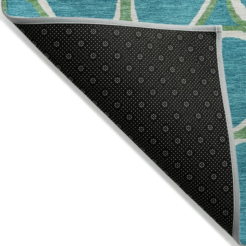Elantra Teal Washable Indoor-Outdoor Rug-Outdoor Rugs-LOOMLAN Rugs-LOOMLAN