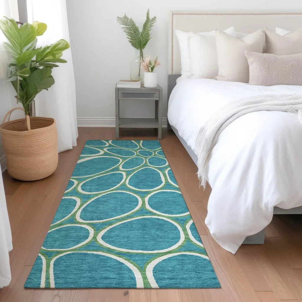 Elantra Teal Washable Indoor-Outdoor Rug-Outdoor Rugs-LOOMLAN Rugs-LOOMLAN