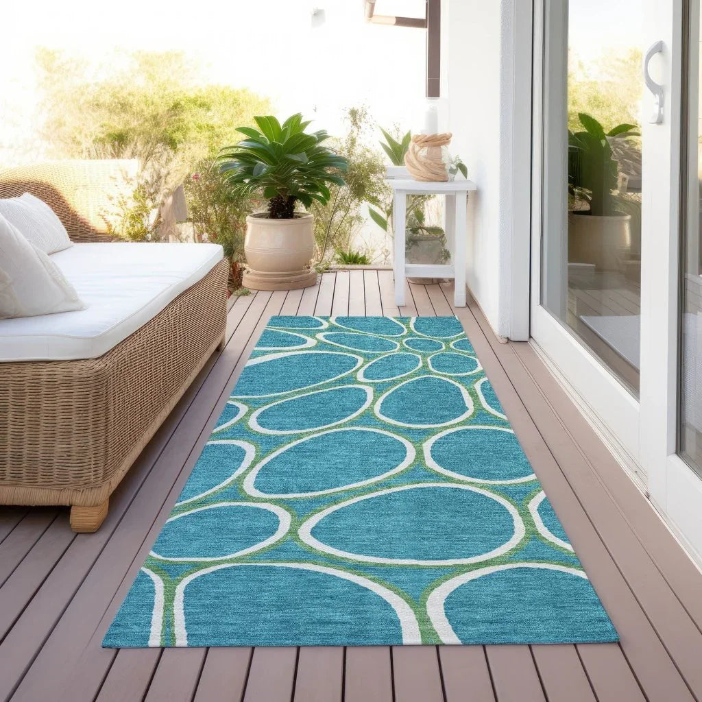 Elantra Teal Washable Indoor-Outdoor Rug-Outdoor Rugs-LOOMLAN Rugs-LOOMLAN