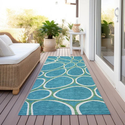 Elantra Teal Washable Indoor-Outdoor Rug-Outdoor Rugs-LOOMLAN Rugs-LOOMLAN