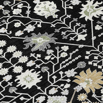Elara Black Washable Indoor-Outdoor Rug-Outdoor Rugs-LOOMLAN Rugs-LOOMLAN