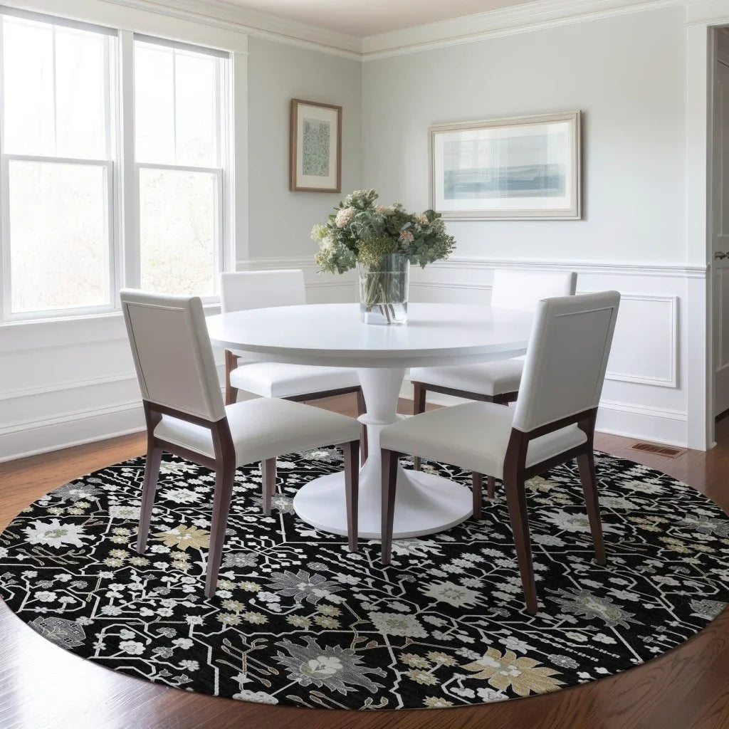 Elara Black Washable Indoor-Outdoor Rug-Outdoor Rugs-LOOMLAN Rugs-LOOMLAN