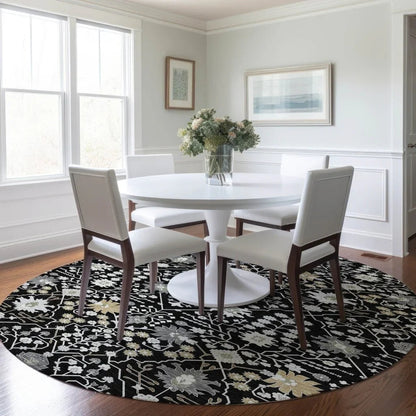 Elara Black Washable Indoor-Outdoor Rug-Outdoor Rugs-LOOMLAN Rugs-LOOMLAN