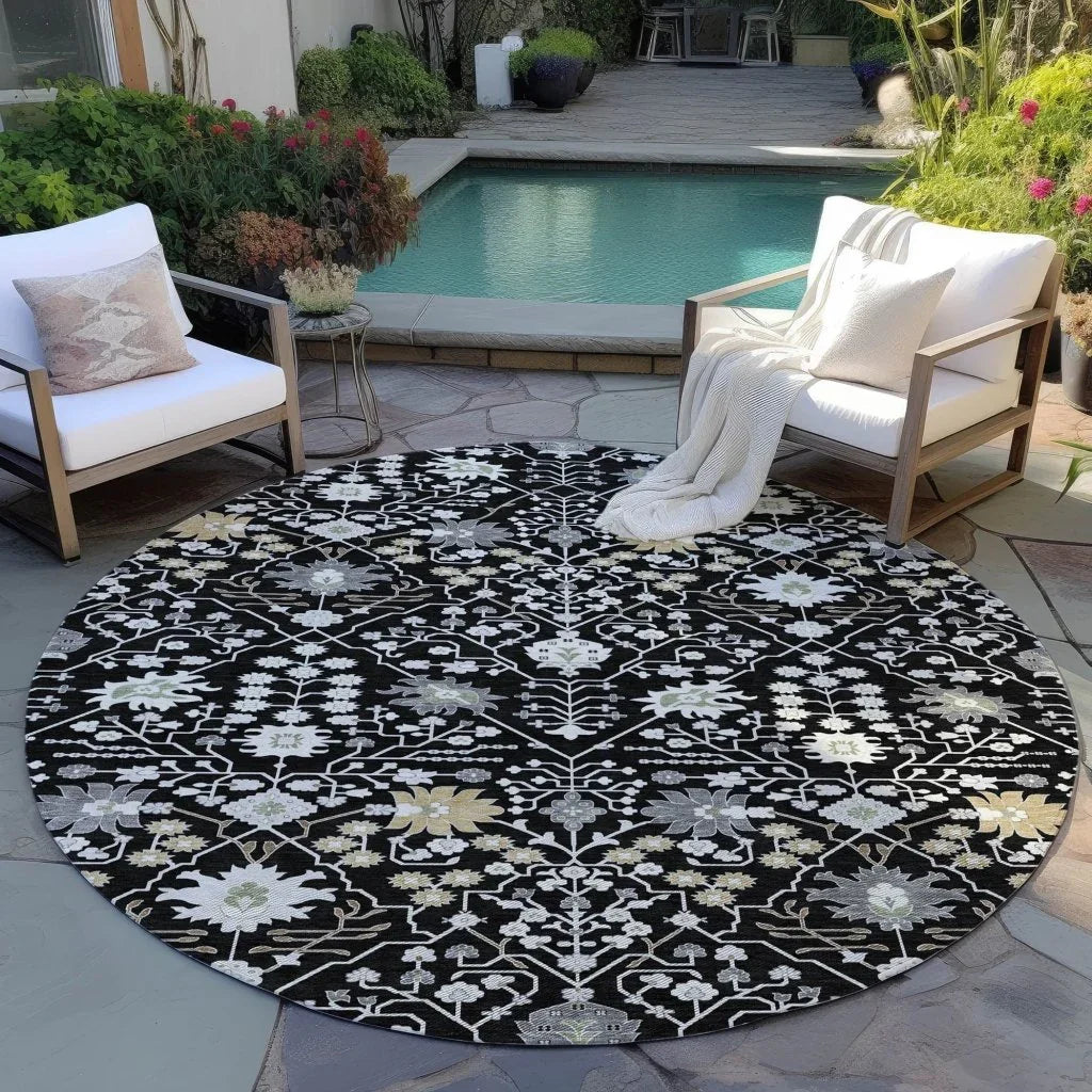 Elara Black Washable Indoor-Outdoor Rug-Outdoor Rugs-LOOMLAN Rugs-LOOMLAN