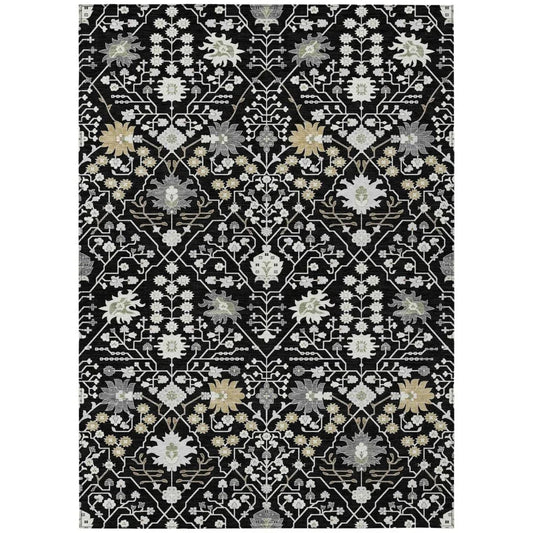 Elara Black Washable Indoor-Outdoor Rug-Outdoor Rugs-LOOMLAN Rugs-2'6" x 3'10"-LOOMLAN