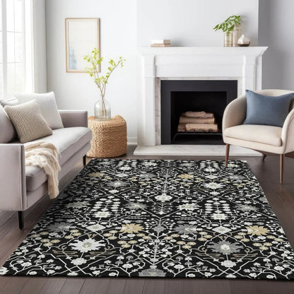 Elara Black Washable Indoor-Outdoor Rug-Outdoor Rugs-LOOMLAN Rugs-LOOMLAN