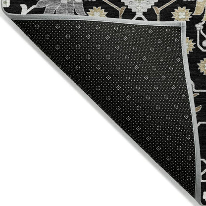 Elara Black Washable Indoor-Outdoor Rug-Outdoor Rugs-LOOMLAN Rugs-LOOMLAN