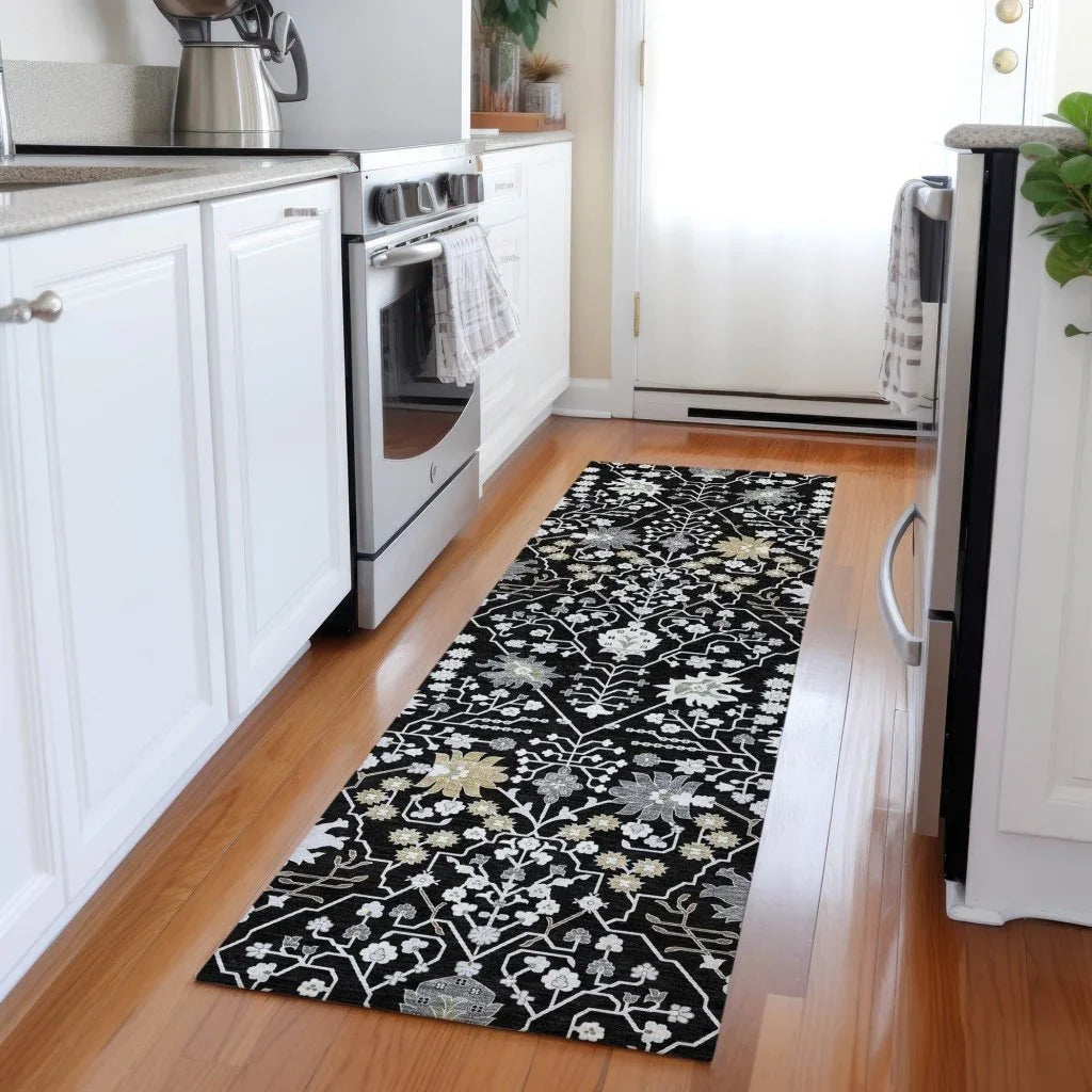 Elara Black Washable Indoor-Outdoor Rug-Outdoor Rugs-LOOMLAN Rugs-LOOMLAN