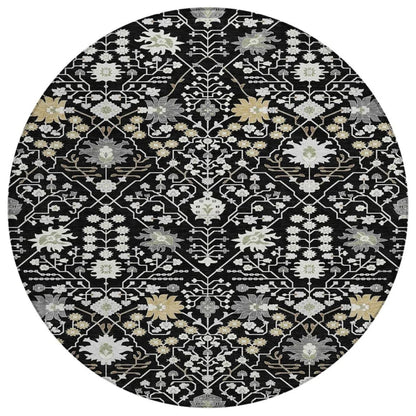 Elara Black Washable Indoor-Outdoor Rug-Outdoor Rugs-LOOMLAN Rugs-8' x 8'-LOOMLAN