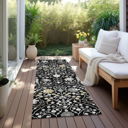 Elara Black Washable Indoor-Outdoor Rug-Outdoor Rugs-LOOMLAN Rugs-LOOMLAN