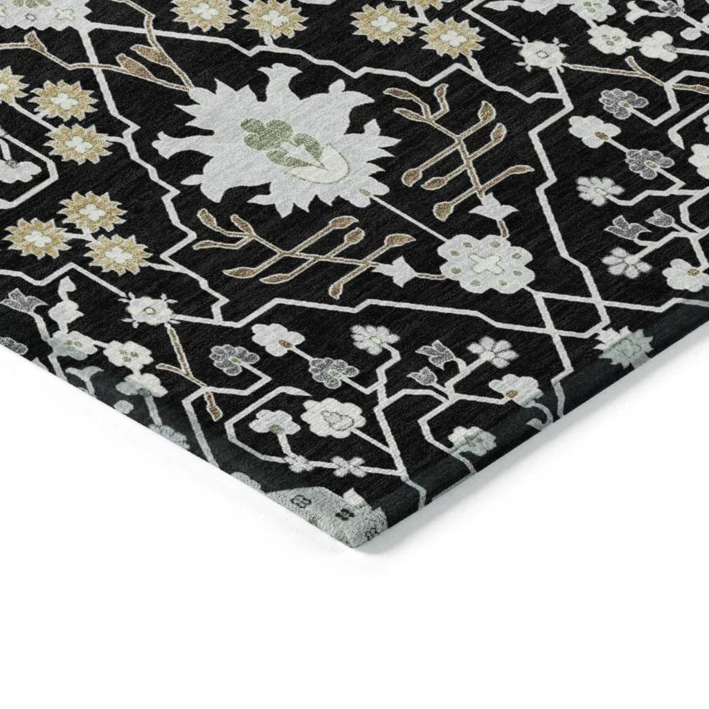 Elara Black Washable Indoor-Outdoor Rug-Outdoor Rugs-LOOMLAN Rugs-LOOMLAN