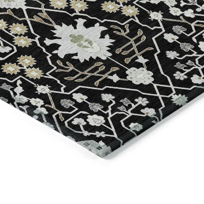 Elara Black Washable Indoor-Outdoor Rug-Outdoor Rugs-LOOMLAN Rugs-LOOMLAN