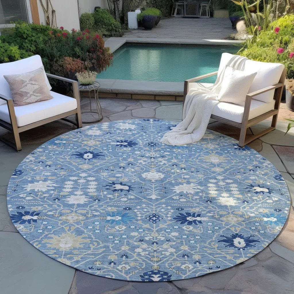 Elara Blue Washable Indoor-Outdoor Rug-Outdoor Rugs-LOOMLAN Rugs-LOOMLAN