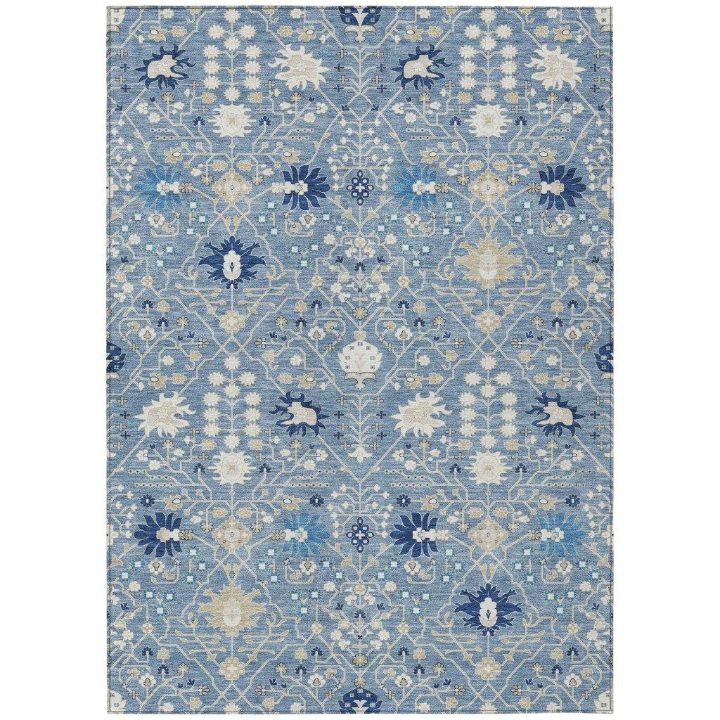 Elara Blue Washable Indoor-Outdoor Rug-Outdoor Rugs-LOOMLAN Rugs-2'6" x 3'10"-LOOMLAN