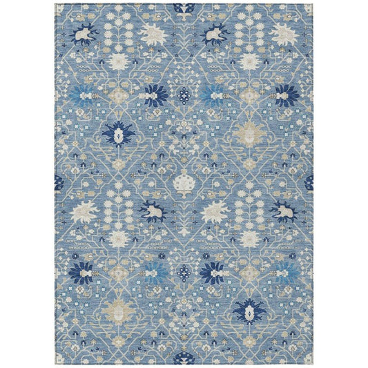 Elara Blue Washable Indoor-Outdoor Rug-Outdoor Rugs-LOOMLAN Rugs-2'6" x 3'10"-LOOMLAN
