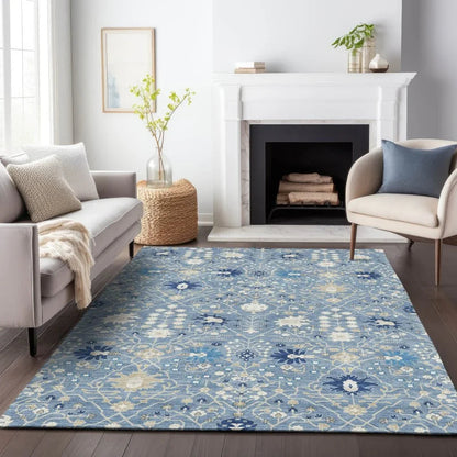 Elara Blue Washable Indoor-Outdoor Rug-Outdoor Rugs-LOOMLAN Rugs-LOOMLAN