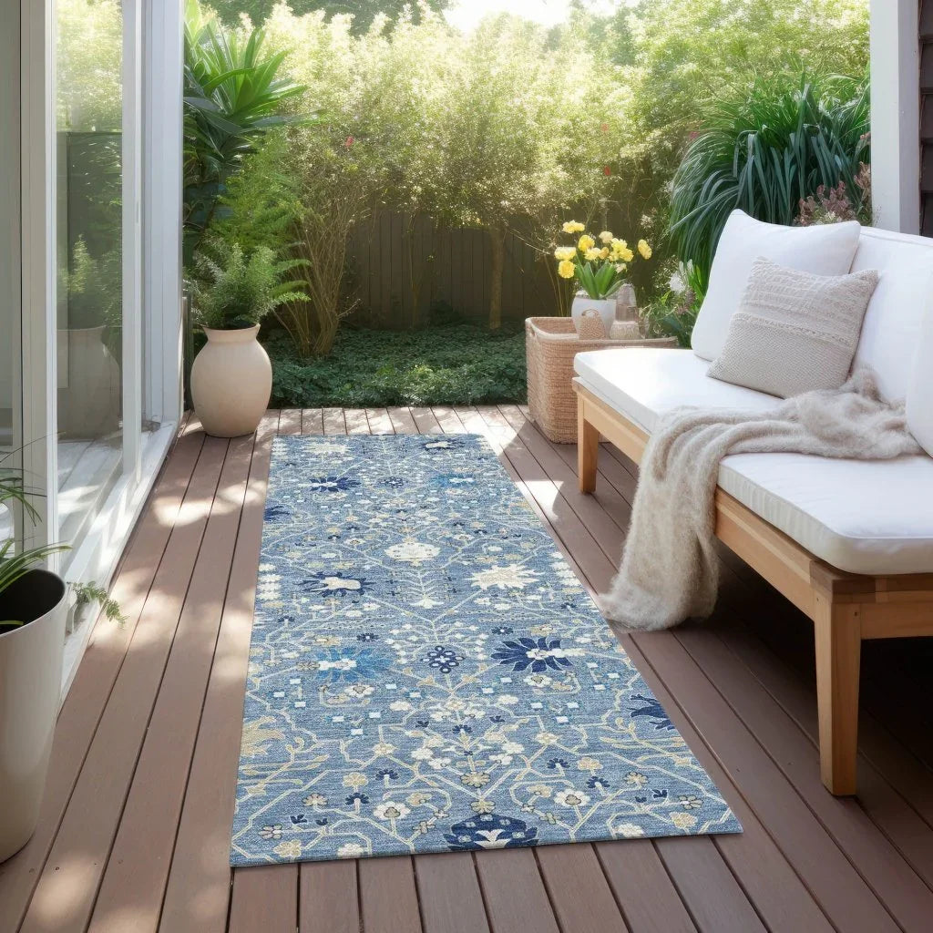 Elara Blue Washable Indoor-Outdoor Rug-Outdoor Rugs-LOOMLAN Rugs-LOOMLAN