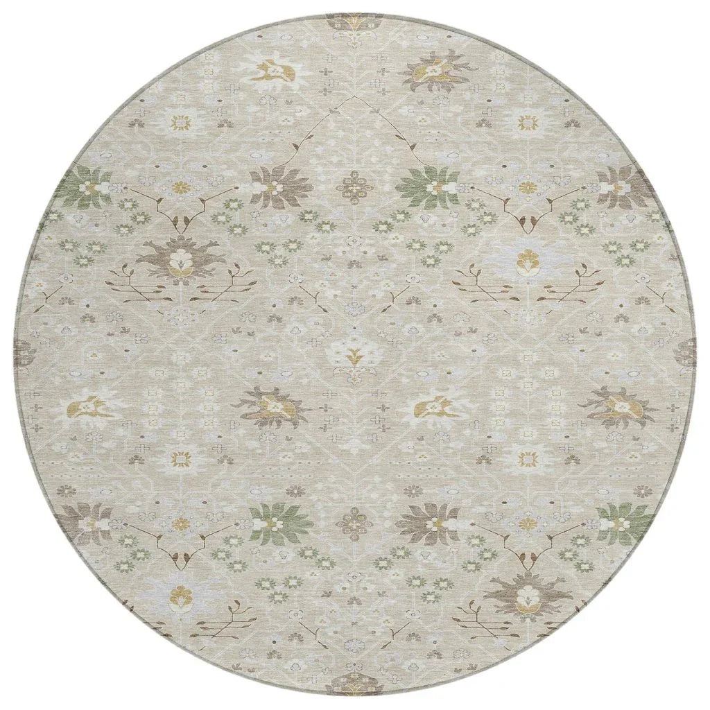 Elara Brown Washable Indoor-Outdoor Rug-Outdoor Rugs-LOOMLAN Rugs-8' x 8'-LOOMLAN