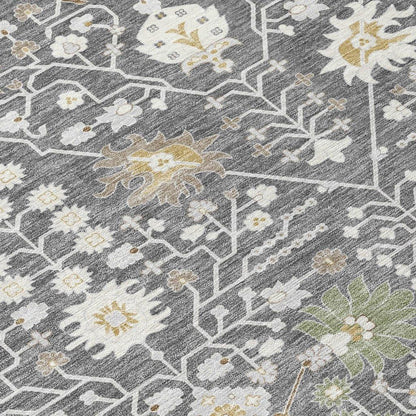 Elara Charcoal Washable Indoor-Outdoor Rug-Outdoor Rugs-LOOMLAN Rugs-LOOMLAN