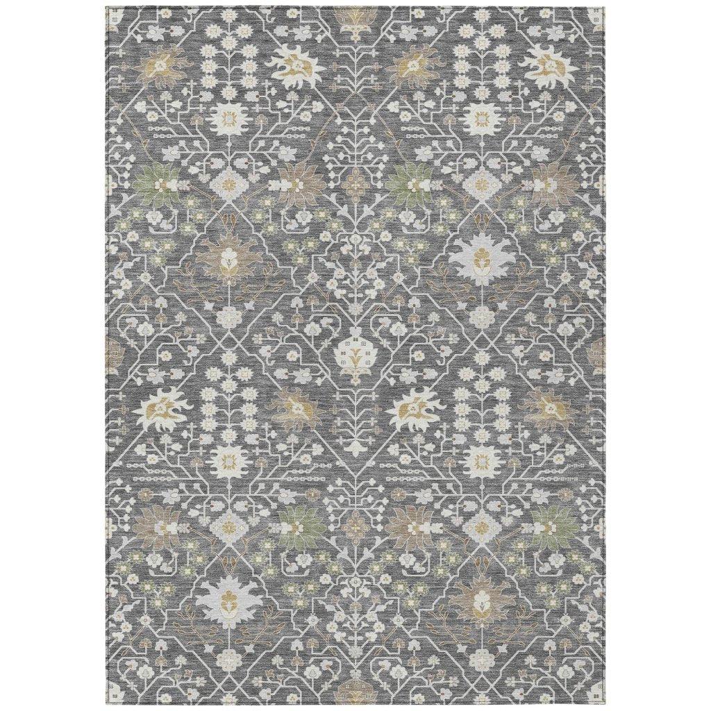 Elara Charcoal Washable Indoor-Outdoor Rug-Outdoor Rugs-LOOMLAN Rugs-2'6" x 3'10"-LOOMLAN