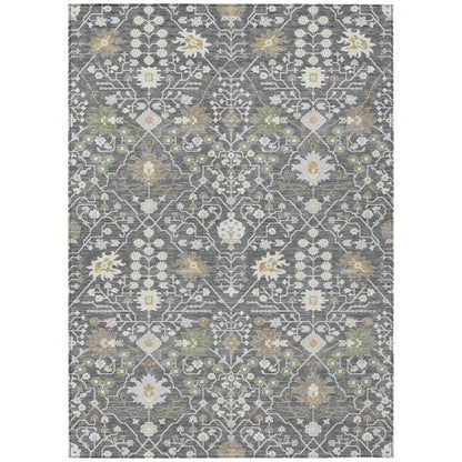 Elara Charcoal Washable Indoor-Outdoor Rug-Outdoor Rugs-LOOMLAN Rugs-2'6" x 3'10"-LOOMLAN