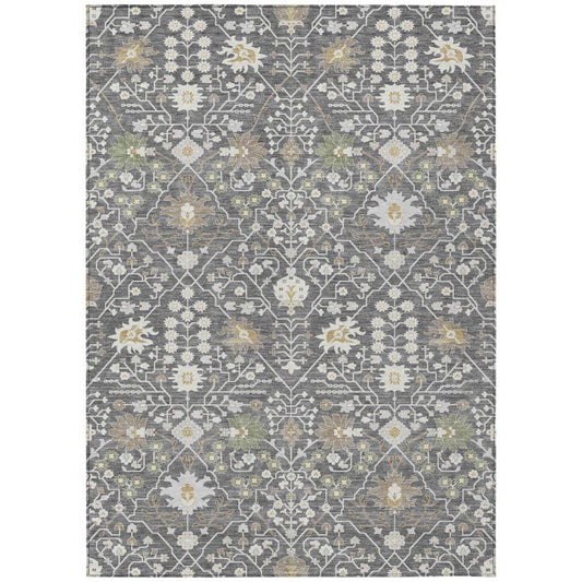 Elara Charcoal Washable Indoor-Outdoor Rug-Outdoor Rugs-LOOMLAN Rugs-2'6" x 3'10"-LOOMLAN
