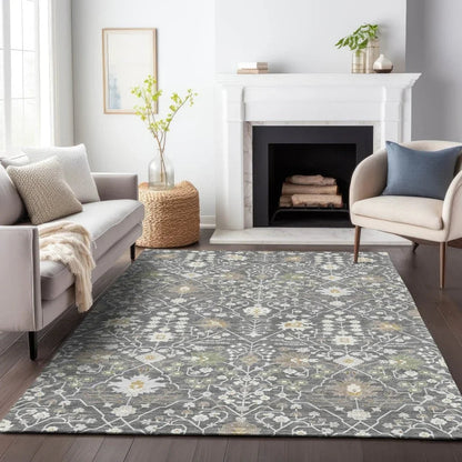 Elara Charcoal Washable Indoor-Outdoor Rug-Outdoor Rugs-LOOMLAN Rugs-LOOMLAN