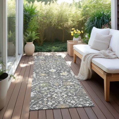 Elara Charcoal Washable Indoor-Outdoor Rug-Outdoor Rugs-LOOMLAN Rugs-LOOMLAN