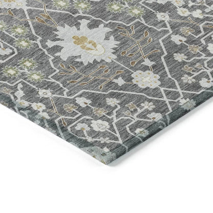 Elara Charcoal Washable Indoor-Outdoor Rug-Outdoor Rugs-LOOMLAN Rugs-LOOMLAN