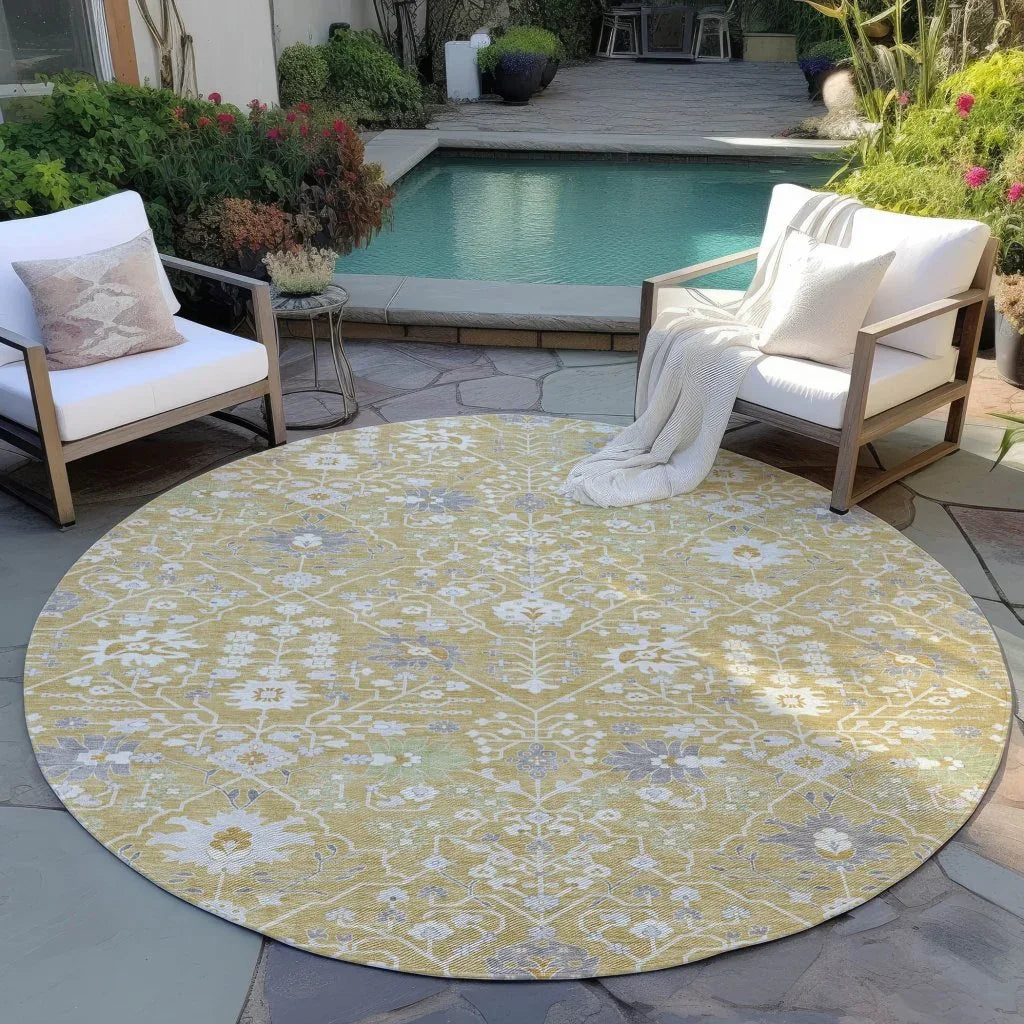 Elara Gold Washable Indoor-Outdoor Rug-Outdoor Rugs-LOOMLAN Rugs-LOOMLAN