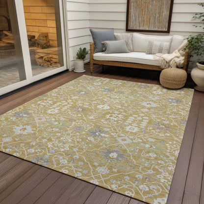Elara Gold Washable Indoor-Outdoor Rug-Outdoor Rugs-LOOMLAN Rugs-LOOMLAN